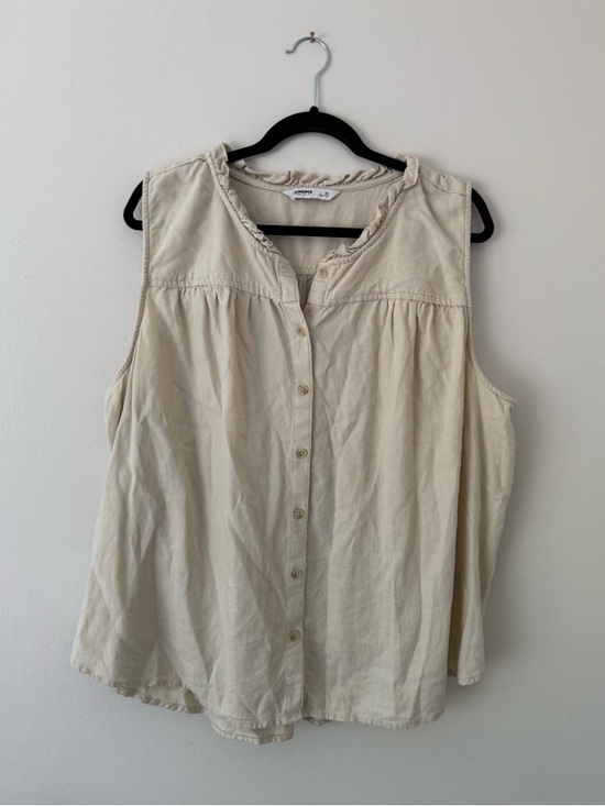 Sonoma Tops - Sonoma Linen Blend Button Down Cream Beige Tank Blouse Size 2X Beachy Coastal
